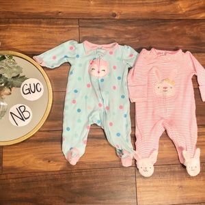 2pc Newborn footed sleepers w/zipper